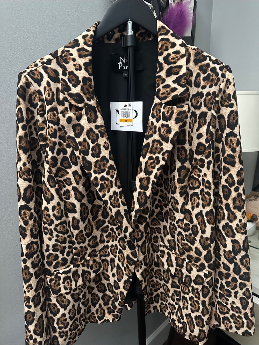 Nina Parker Leopard Print Single-Button Blazer - NWT - Size 3x